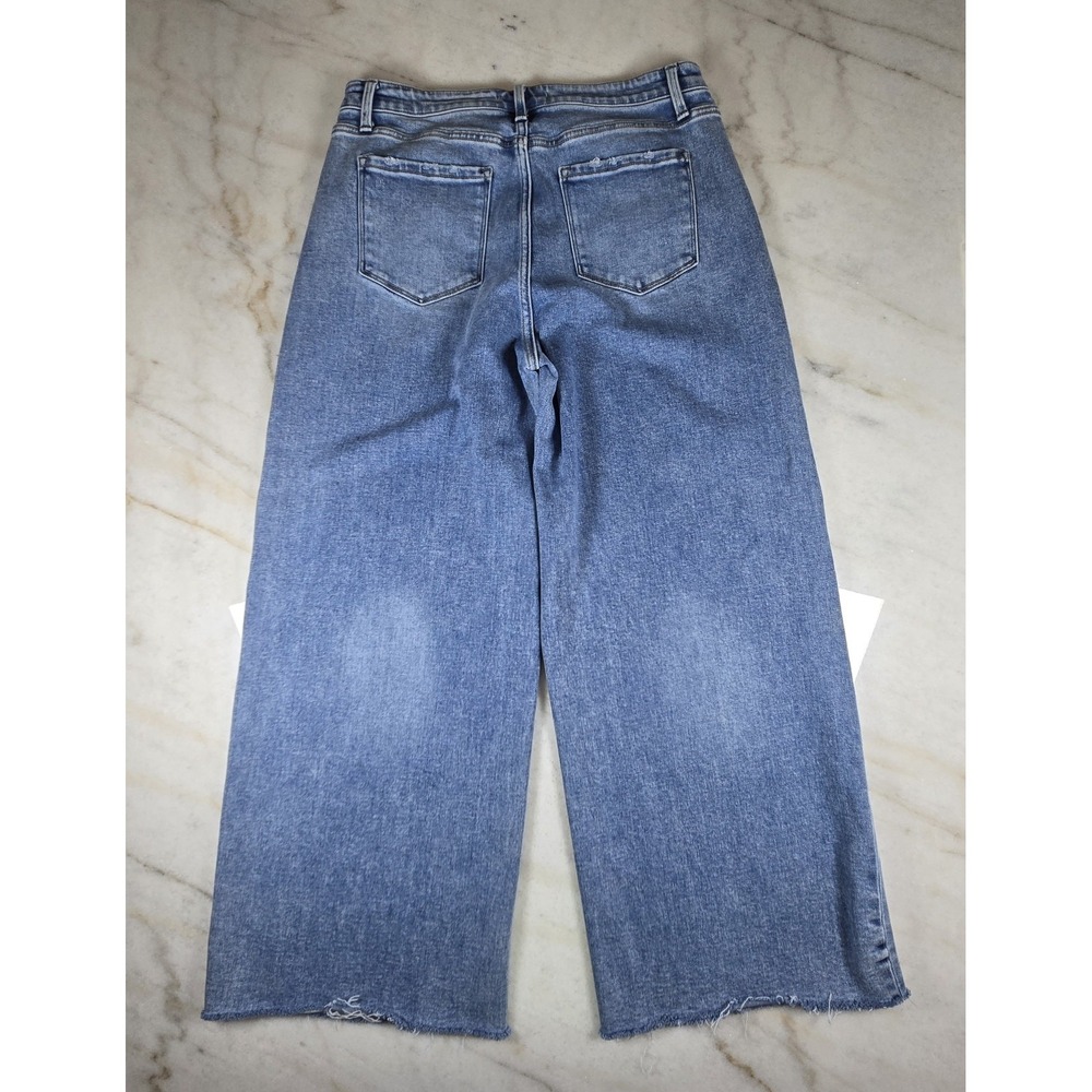 Flying Monkey High Rise Wide Leg Cropped Jeans Size 33 Boho Streetwear Coastal - Picture 7 of 12